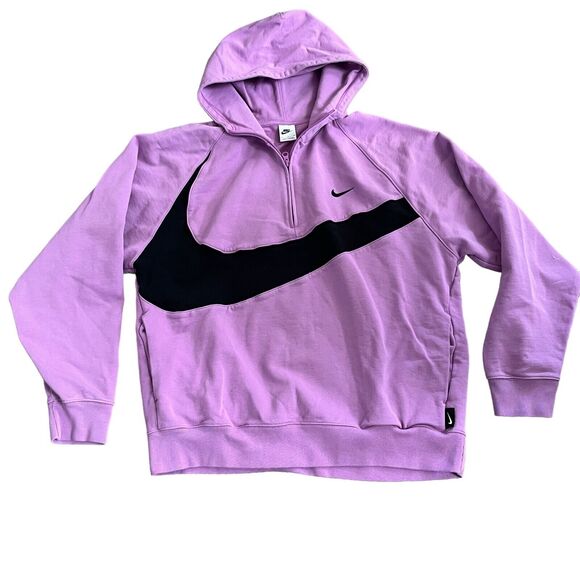 Nike Swoosh 1/4-zip Rush Fuchsia Fleece Hoodie Mens DX0566